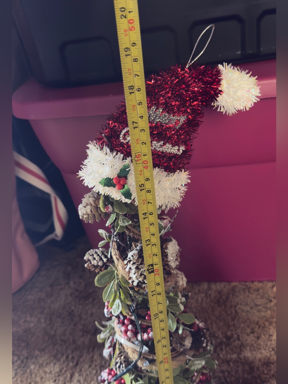 Festive Red & White Holiday Tree Topper Decoration - Picture 2 of 2